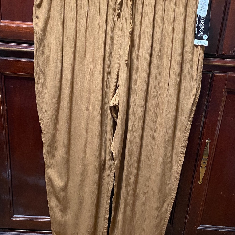 Sag Harbor woman vintage plus size 3X groove soft rayon camel color pants